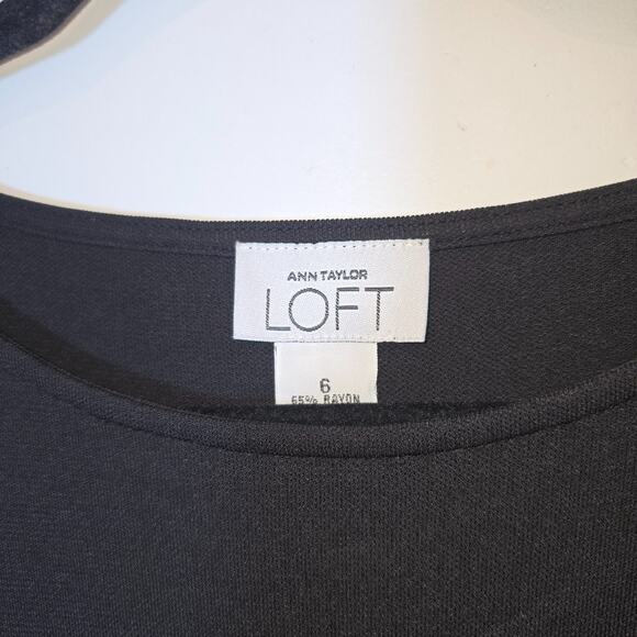 Ann Taylor Loft Little Black Dress Sleeveless Drop Waist Size 6 Slinky Asymmetri - Picture 8 of 8